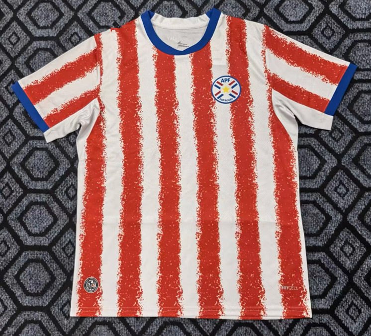 psc (1) (S-4XL) 2026-2027 Paraguay Home Red&White Soccer Jersey AAA - Image 1