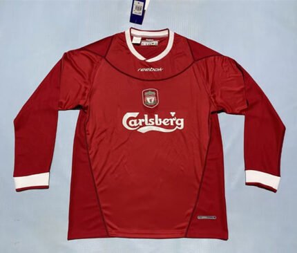 Retro Version 2002-04 Liverpool Home Red Long-sleeved  Soccer Jersey AAA