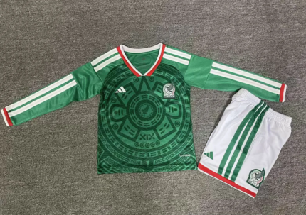 2026-2027 Mexico Home Green Kids/Youth Long-sleeved Soccer Uniform