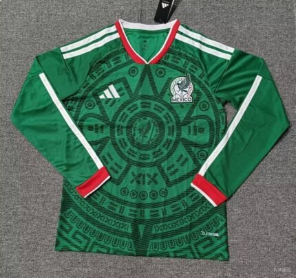（S-4XL）2026-2027 Mexico Home Green Long sleeves Soccer Jersey AAA