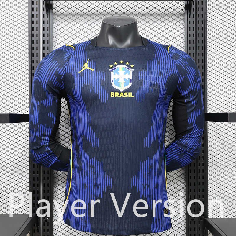 de41e197 Player Version 2026-2027 Brazil Away Blue Long sleeves Soccer Jersey AAA - Image 1