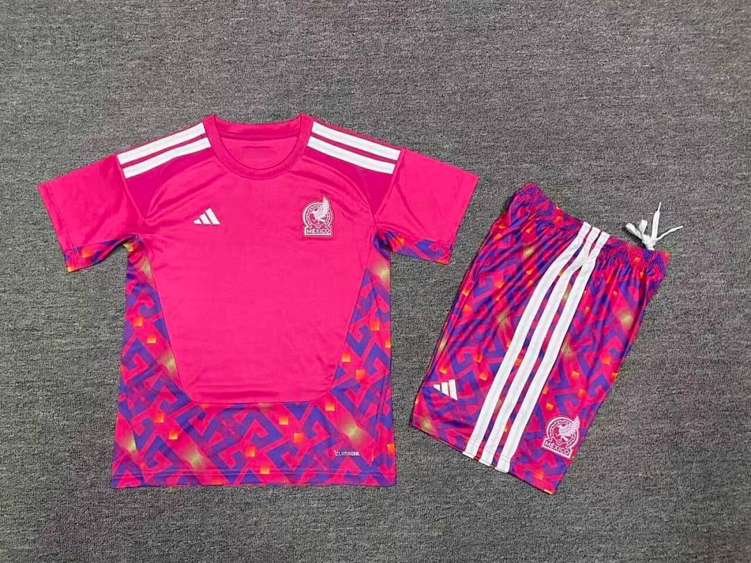 f83f7cb2 2026-2027 Mexico Goalkeeper Pink Kids/Youth Soccer Uniform - Image 1