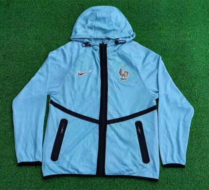 2026 France Blue  Windbreaker  Soccer Jacket With Hat