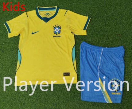 Player version 2026-2027 Brazil Home Yellow Kids/Youth Soccer Uniform