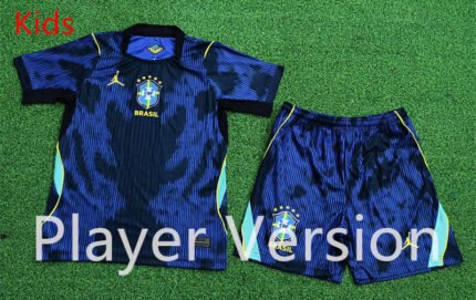 Player version 2026-2027 Brazil Away Blue Kids/Youth Soccer Uniform