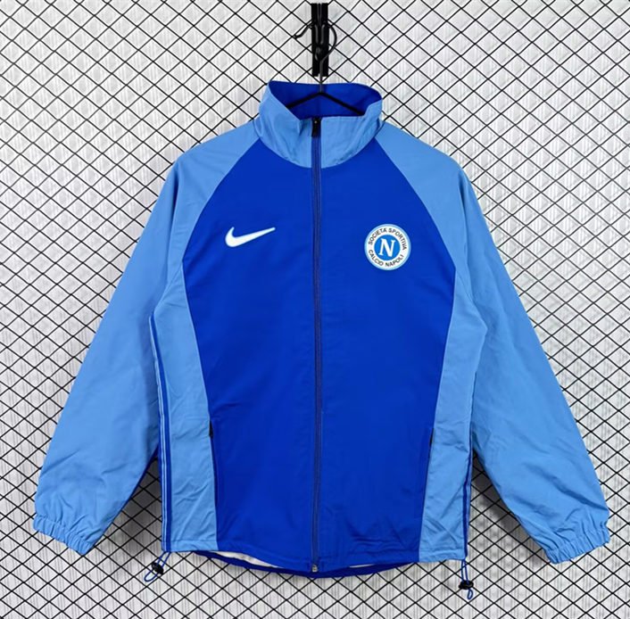4F7AD235482E4DBD2ED98F2D42119A80 Retro version 98-99 Napoli Blue Windbreaker Soccer Jacket - Image 1