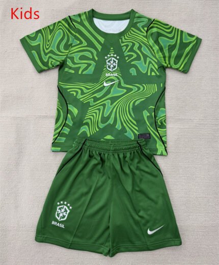 2026-2027 Brazil goalkeeper Green Kids/Youth Soccer Uniform