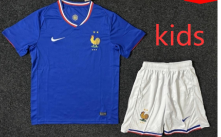 2024-25 France Home Blue Kids/Youth Soccer Uniform