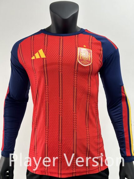 Player Version 2026-2027 Spain Home Red  Long sleeves Soccer Jersey AAA