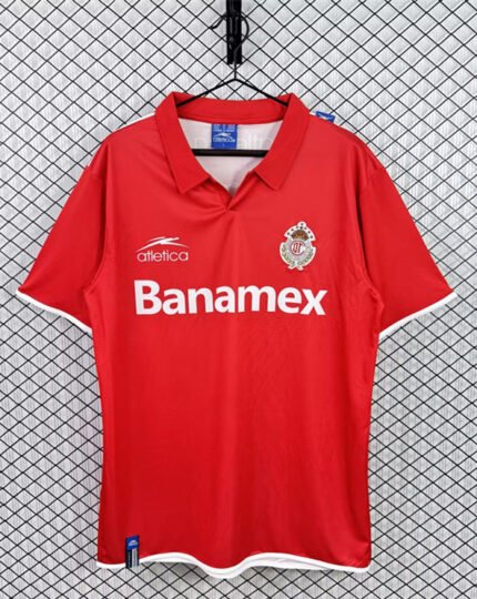 Retro version 2003-04 Toluca Home Red Soccer Jersey AAA Blue