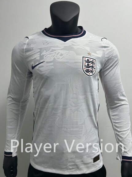 Player Version 2026-2027 England Home White Long sleeves Soccer Jersey AAA