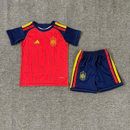 2026-2027 Spain Home Red kids/youth  Soccer uniform