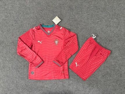 2026-2027 Portugal Home Red Long Sleeve Kids/Youth Soccer Uniform