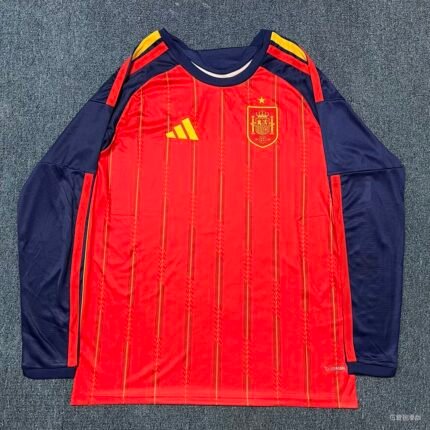 2026-27 Spain Home Red Long sleeves Soccer Jersey AAA