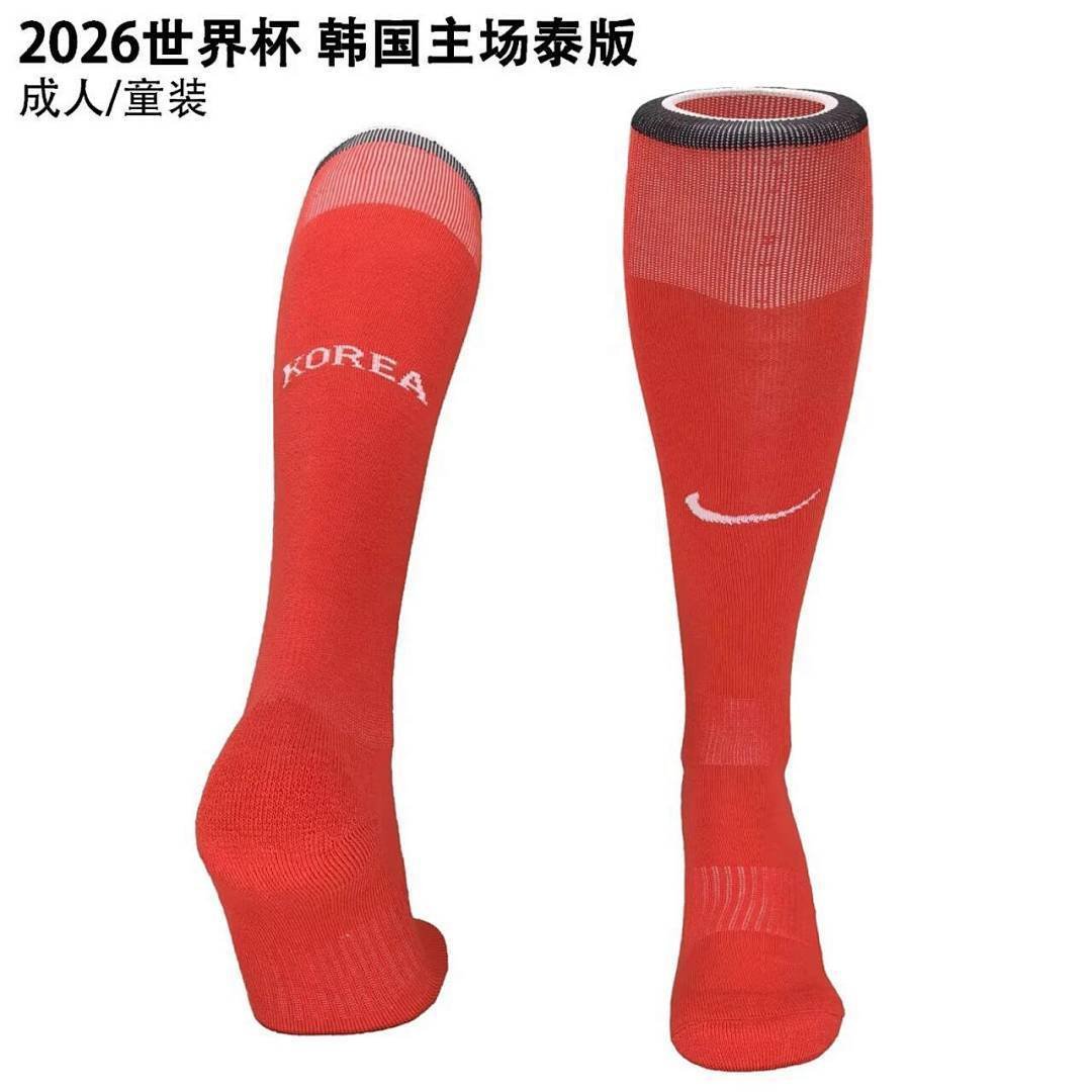 IMG_1855 2026-27 Korea Home Red kids Soccer Socks - Image 1