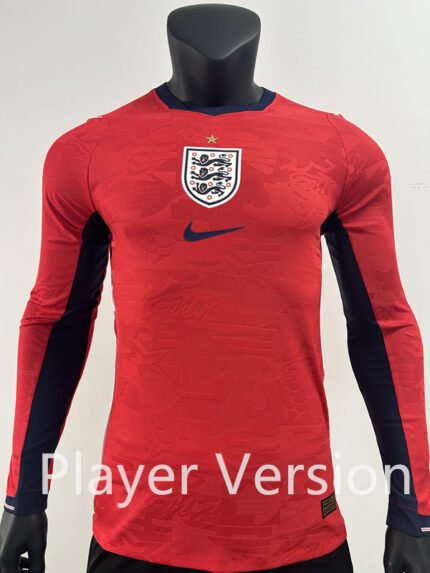 Player Version 2026-2027 England Away Red Long sleeves Soccer Jersey AAA