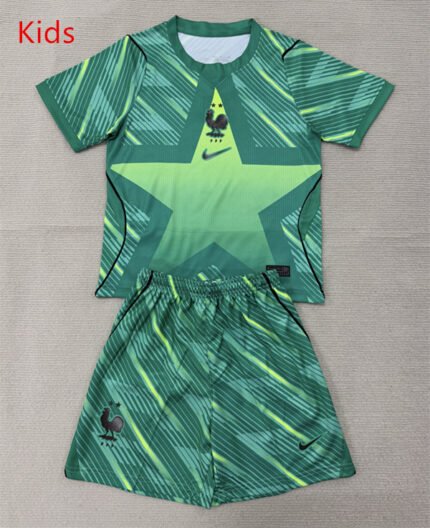 2026-2027 France goalkeeper Green Kids/Youth Soccer Uniform