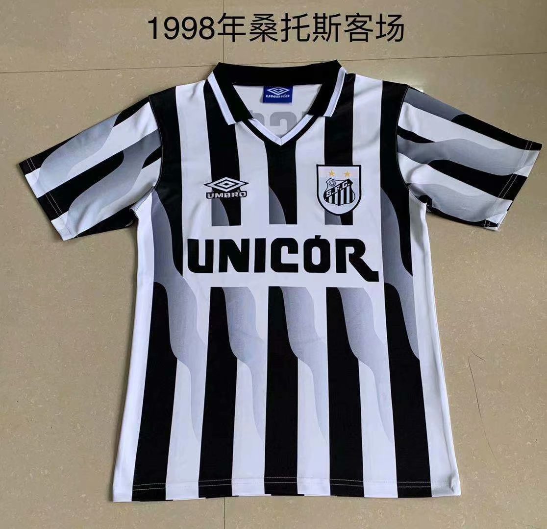 22250eb5 Retro version 1998 Santos Away Black White Soccer Jersey AAA - Image 1