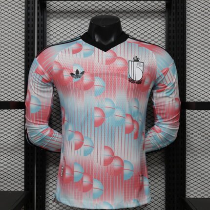 Player Version 2026-2027 Belgium Away White Pink Long sleeves Soccer Jersey AAA