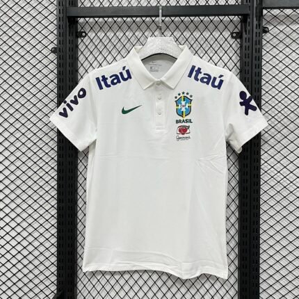 2026-2027  Brazil White Soccer Polo Jersey AAA