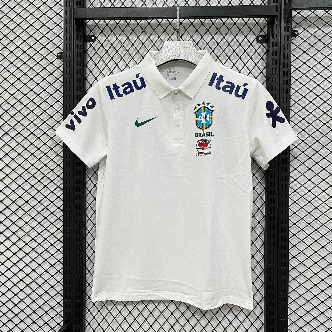 57b63348 2026-2027 Brazil White Soccer Polo Jersey AAA - Image 1