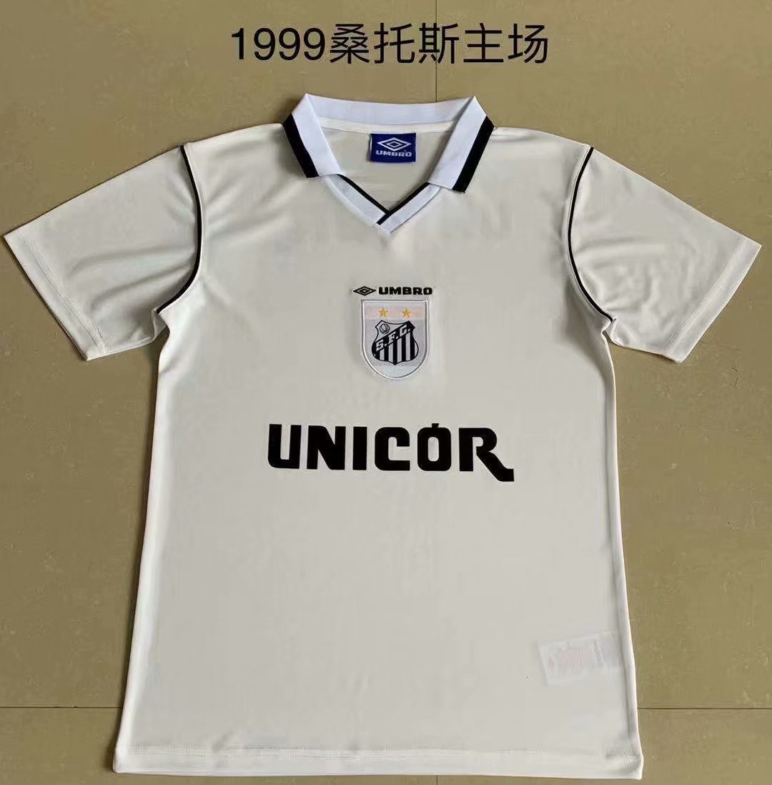 85397deb Retro version 1999 Santos Home White Soccer Jersey AAA - Image 1