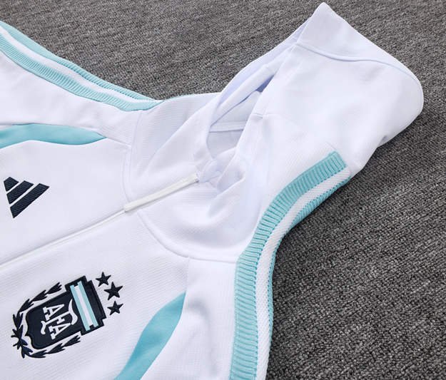 26-27 Argentina White Thailand Soccer Jacket Uniform With Hat - Image 3
