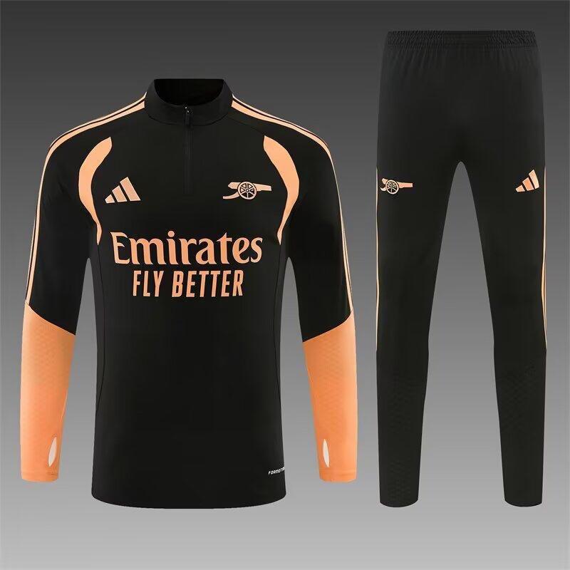 IMG_1456 2026-27 Arsenal Black Orange Soccer Tracksuit Uniform - Image 1