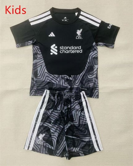 26-27 Liverpool Goalkeeper Black Kids/Youth Soccer Uniform
