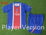 Player version 2026-2027 Paris Home Blue Red Kids Soccer uniform