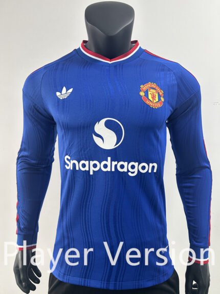 Player version 26-27 Manchester United Away Blue Long-sleeved Soccer Jersey AAA