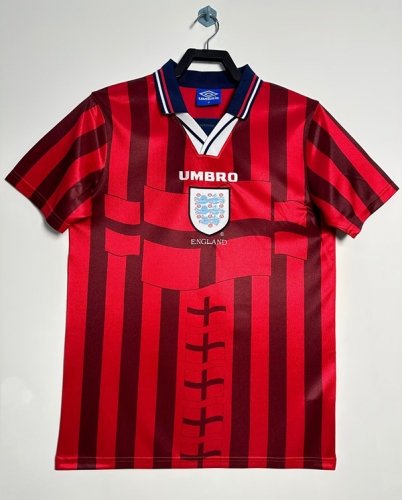 1998 Retro England Away Red Soccer Jersey