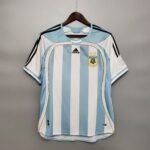 2006 Retro Argentina Home White Blue Soccer Jersey AAA