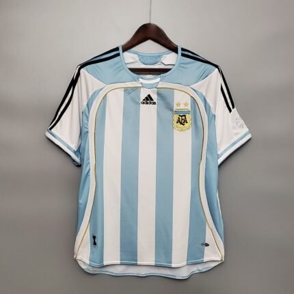 2006 Retro Argentina Home White Blue Soccer Jersey AAA