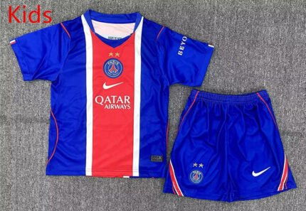 26-27 2 star version Paris Home Blue Kids/Youth Soccer Uniform