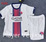 Player version 2026-2027 Paris Away White Red Kids Soccer uniform